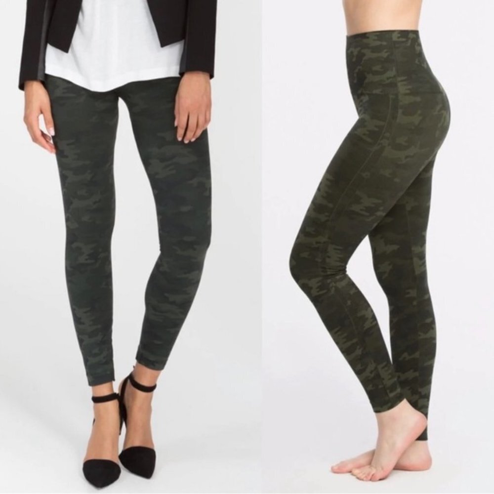 Spanx look at me now leggings green camo size medium 6-8 women